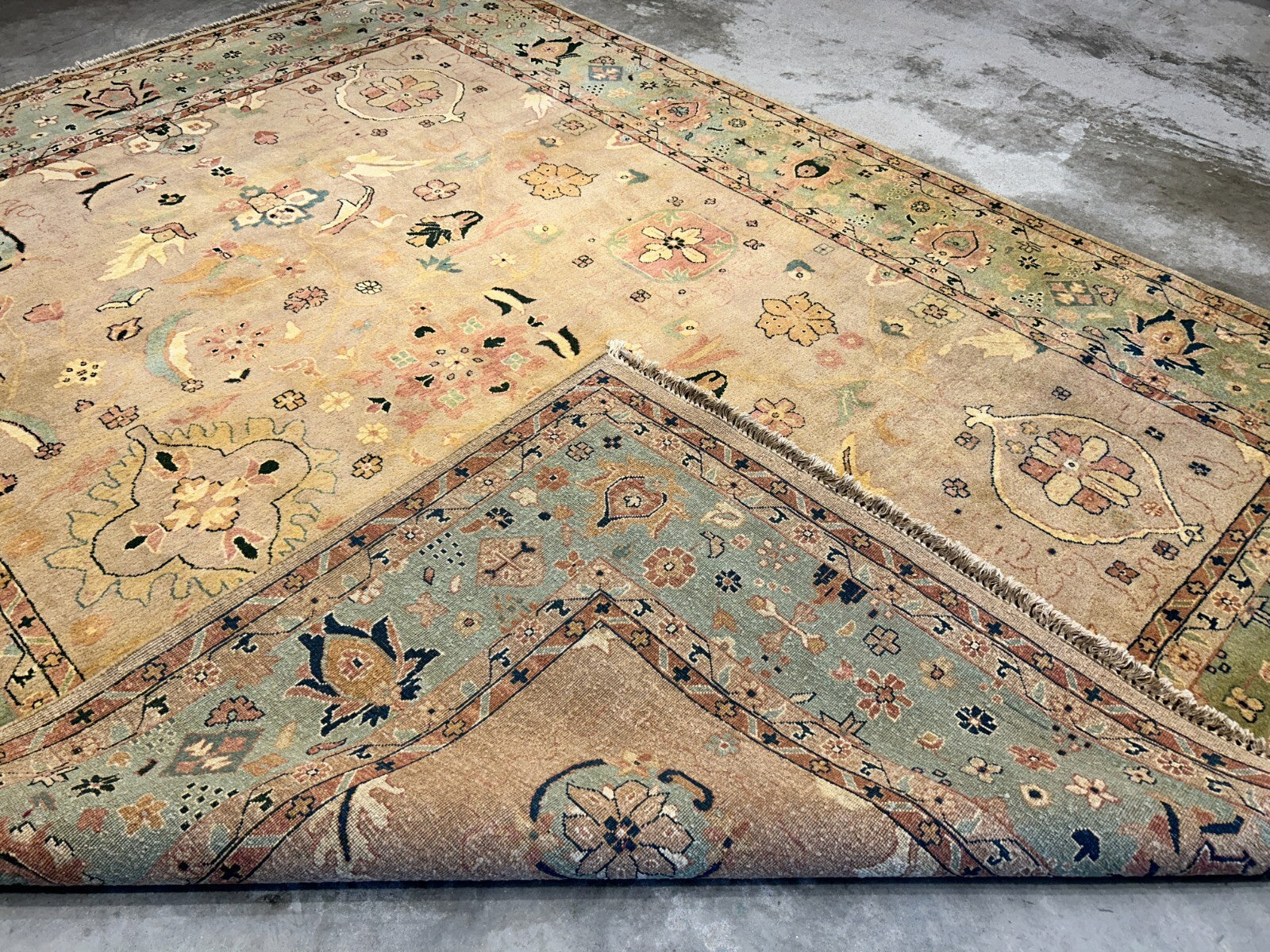 9'x12' Hand-Knotted 100% Wool Pile Hamadane Design Carpet - Area Rug
