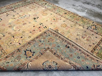 9'x12' Hand-Knotted 100% Wool Pile Hamadane Design Carpet - Area Rug