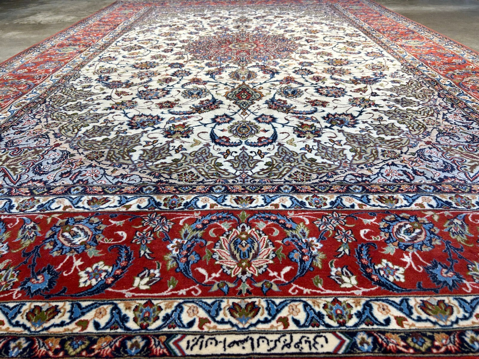 6'9"x10'3" Extra-Fine Hand-Knotted Wool & Silk Blend Isfahane Area Rug - Signed