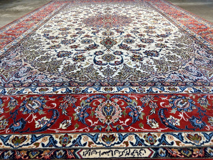 6'9"x10'3" Extra-Fine Hand-Knotted Wool & Silk Blend Isfahane Area Rug - Signed