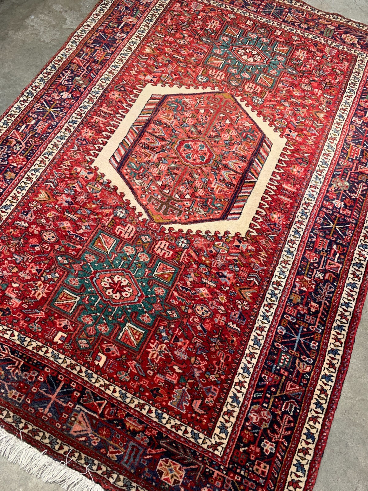 4'10"x6'6" Antique Hand-Knotted 100% Lamb Wool Karajah Rug