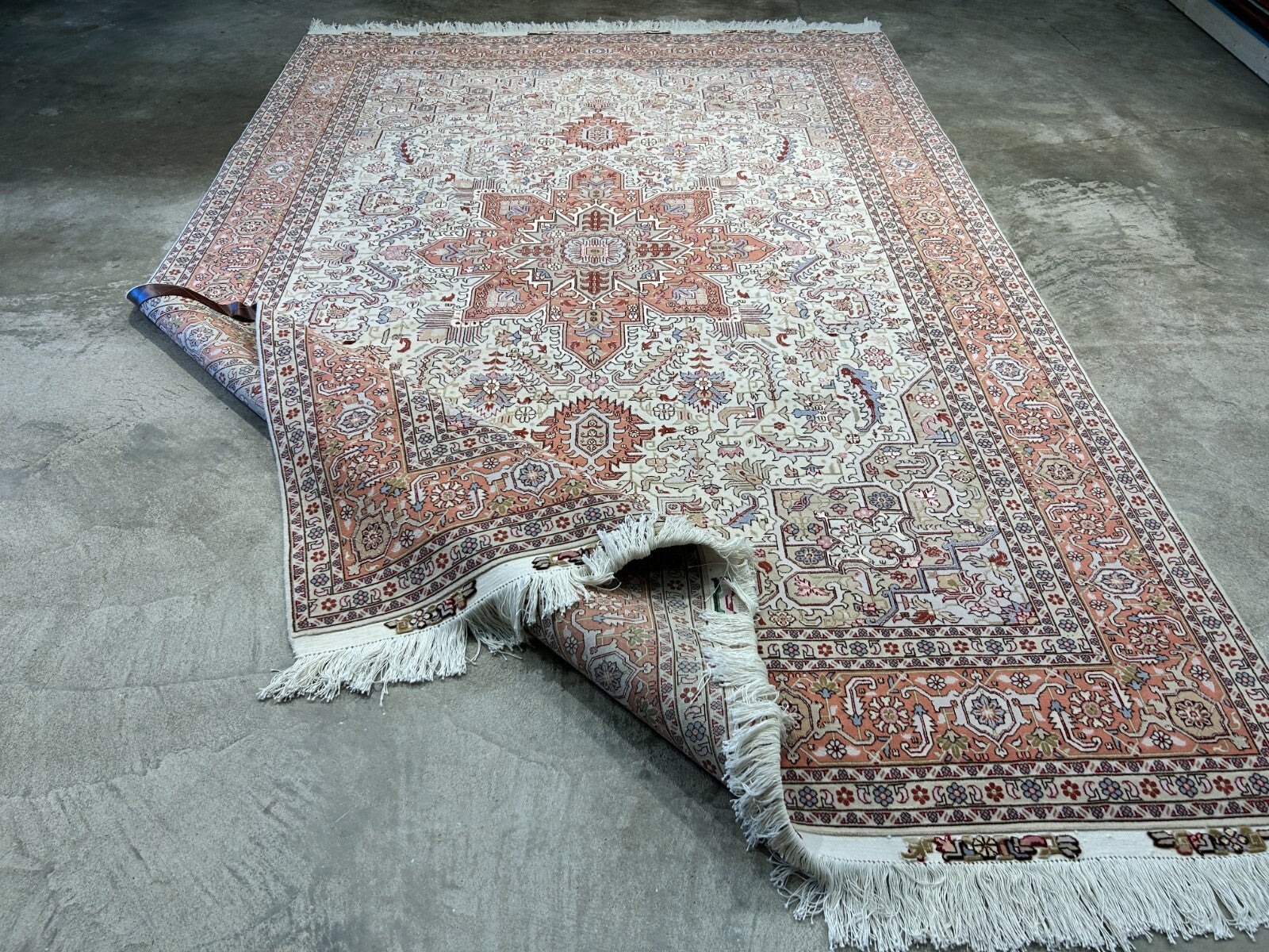 6'7"x9'10" Fine Hand-Knotted Wool & Silk Blend Tabrize Herize Carpet - Area Rug