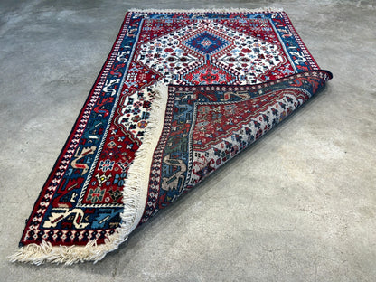 2'8"x4'3" Hand-Knotted 100% Wool Pile Yalamehe Carpet - Area Rug