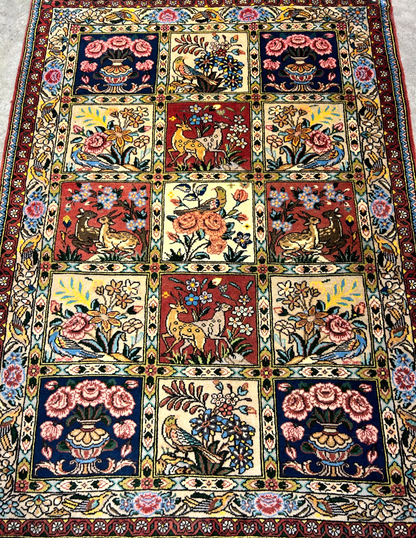 3'5"x5'2" Hand-Knotted 100% Lamb Wool Bakhtiarie Carpet - Area Rug