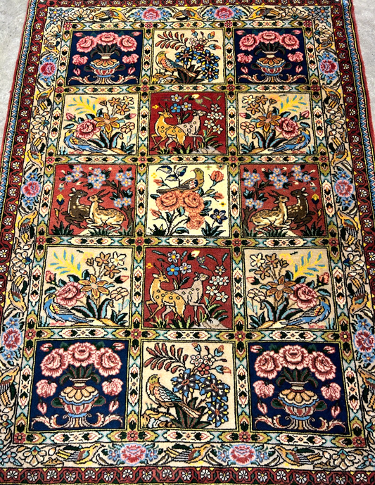 3'5"x5'2" Hand-Knotted 100% Lamb Wool Bakhtiarie Carpet - Area Rug