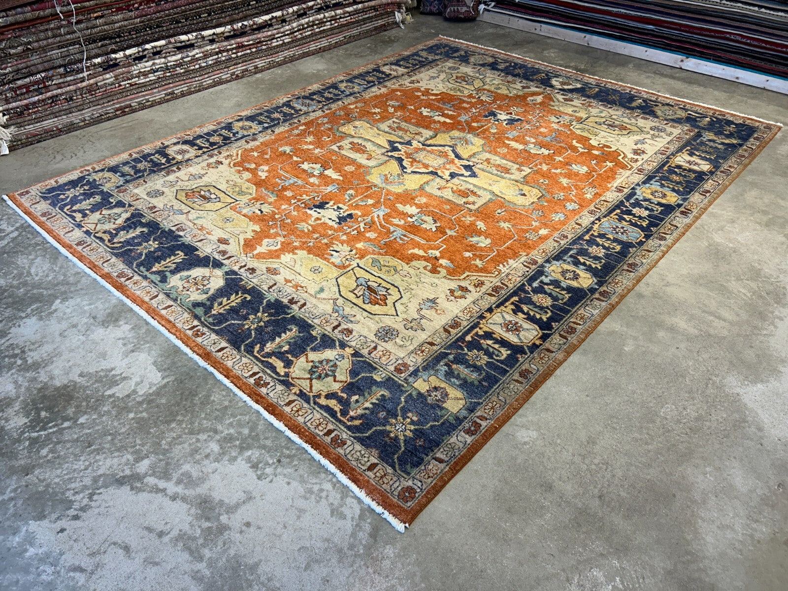 9'x12' Hand-Knotted 100%  Wool Pile IndoSerapi Rug