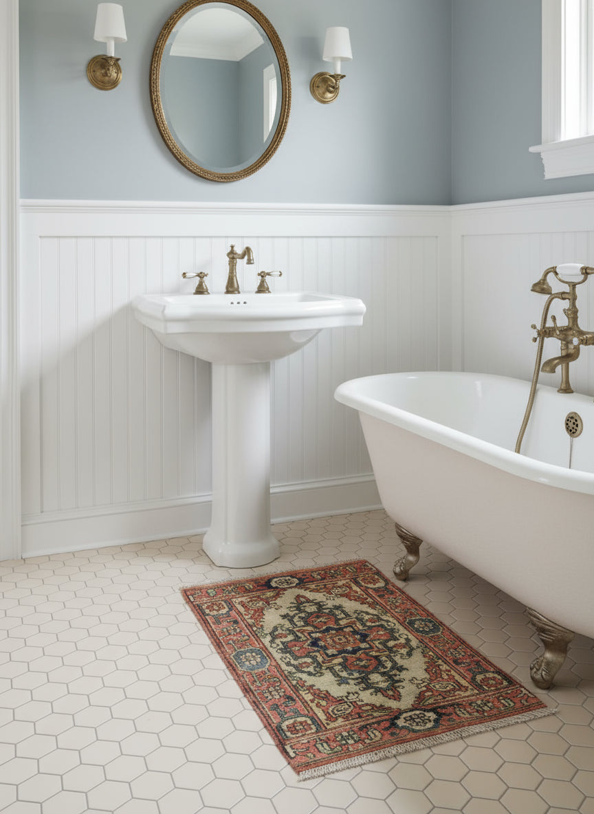 2'x3' Hand-Knotted 100% Wool Herize Design Carpet - Area Rug