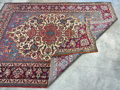 4'10"x6'7" Collector Antique Very Fine Hand-Knotted 100% Wool Isfahane Rug