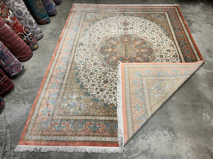 9'10"x13' Exquisite Signed Hand-Knotted 100% Silk Qume Rug