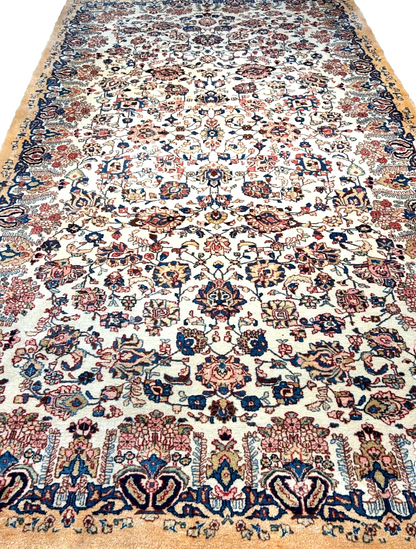 7'x11'10" Antique Hand-Knotted Wool Oriental Kermane Rug - Area Carpet