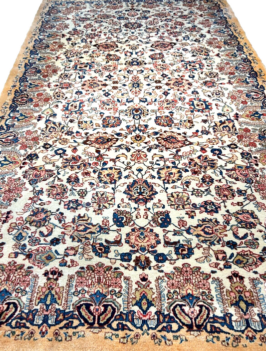 7'x11'10" Antique Hand-Knotted Wool Oriental Kermane Rug - Area Carpet