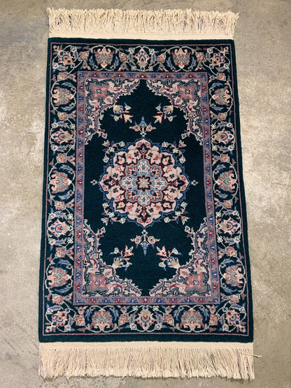 2'x3' Hand-Knotted Wool Oriental Rug - Area Carpet