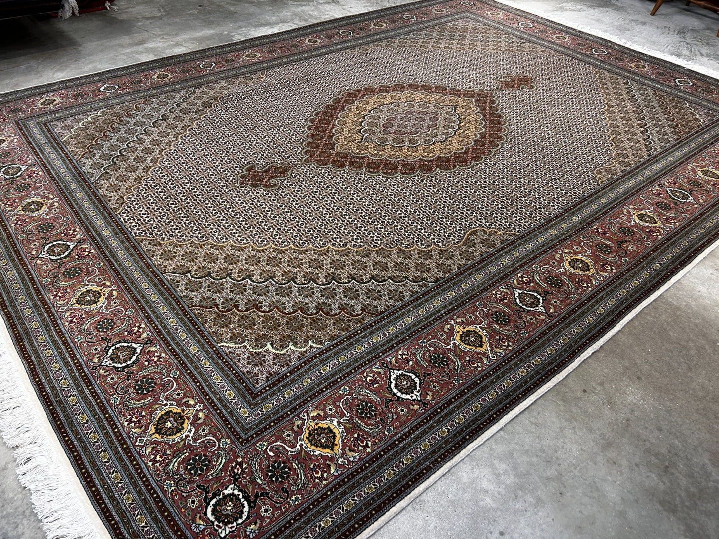 8'3"x11'1" Hand-Knotted Silk & Wool Tabrize Fish Style  Rug - Carpet