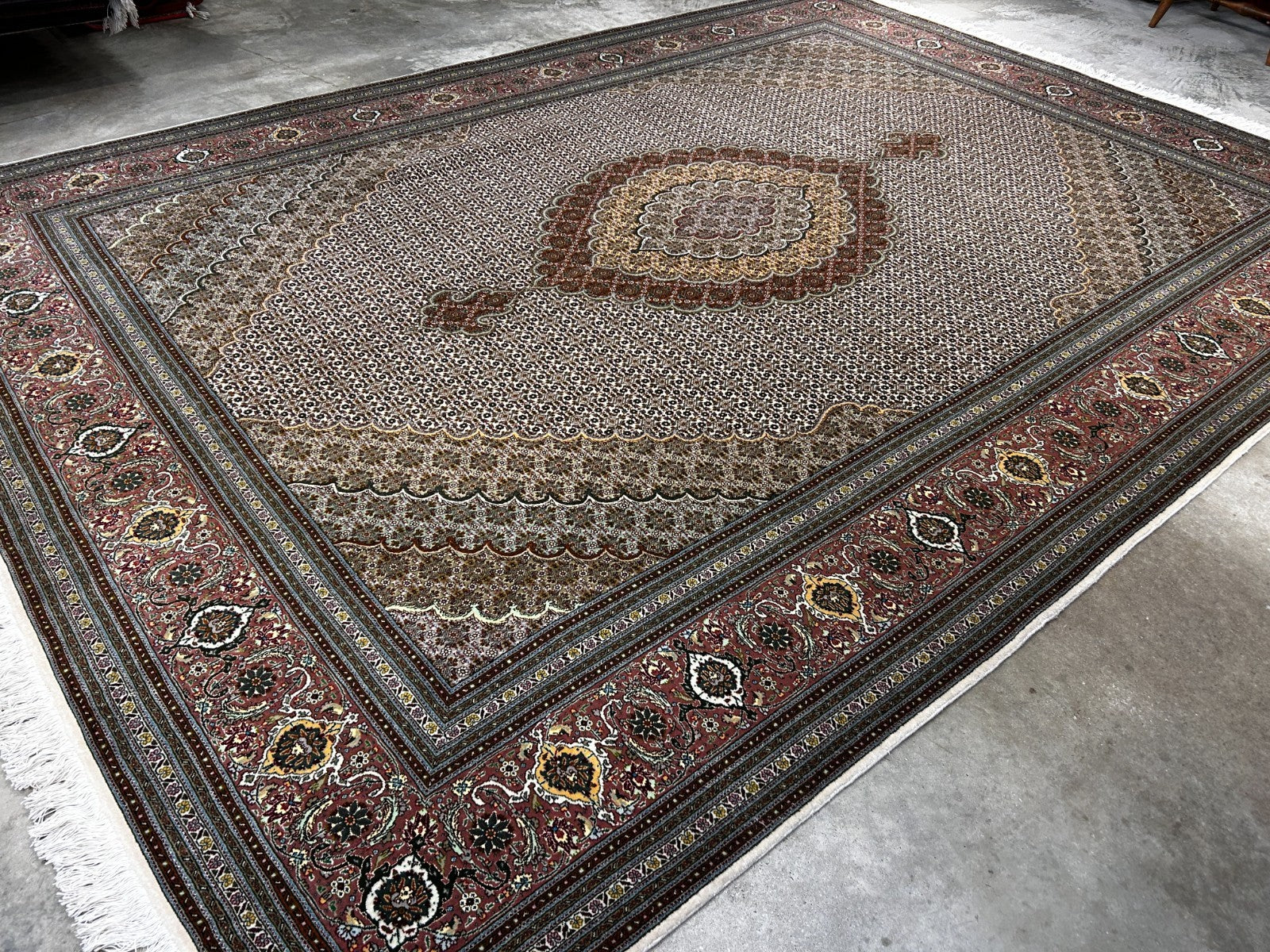 8'3"x11'1" Hand-Knotted Silk & Wool Tabrize Fish Style  Rug - Carpet