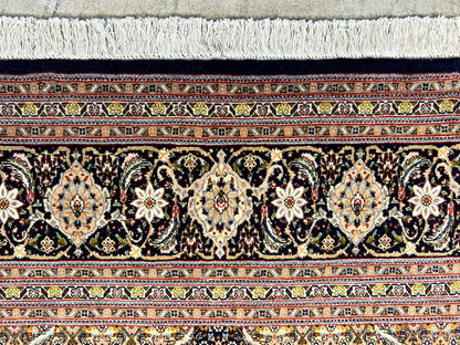 6'7"x9'9" Fine Hand-Knotted Wool & Silk Blend Tabrize Mahi Carpet - Area Rug