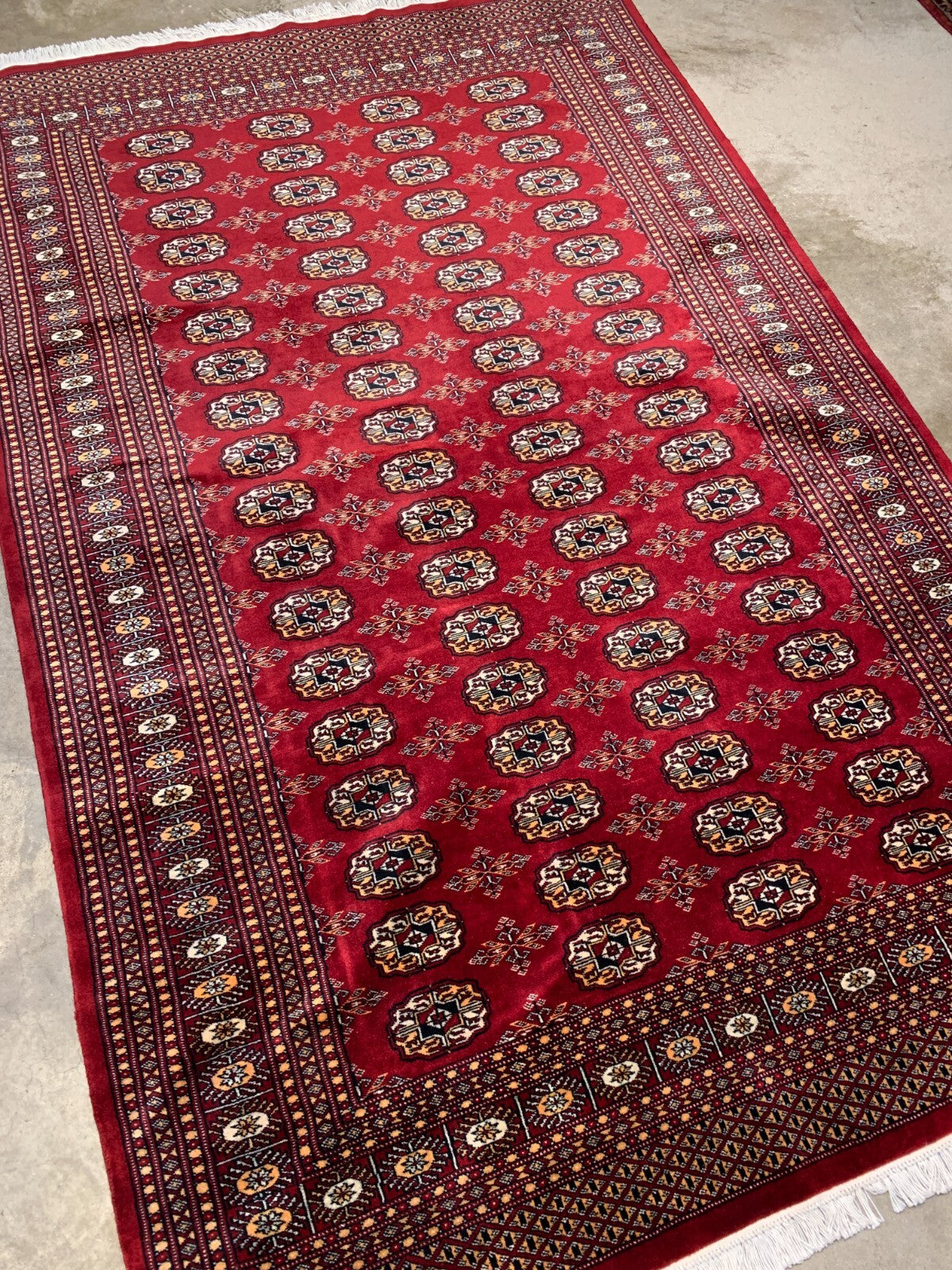 5'1" x 8'0" Hand-Knotted 100% Wool Pile Bokhara Area Rug