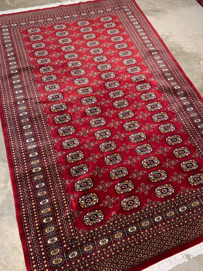 5'1" x 8'0" Hand-Knotted 100% Wool Pile Bokhara Area Rug