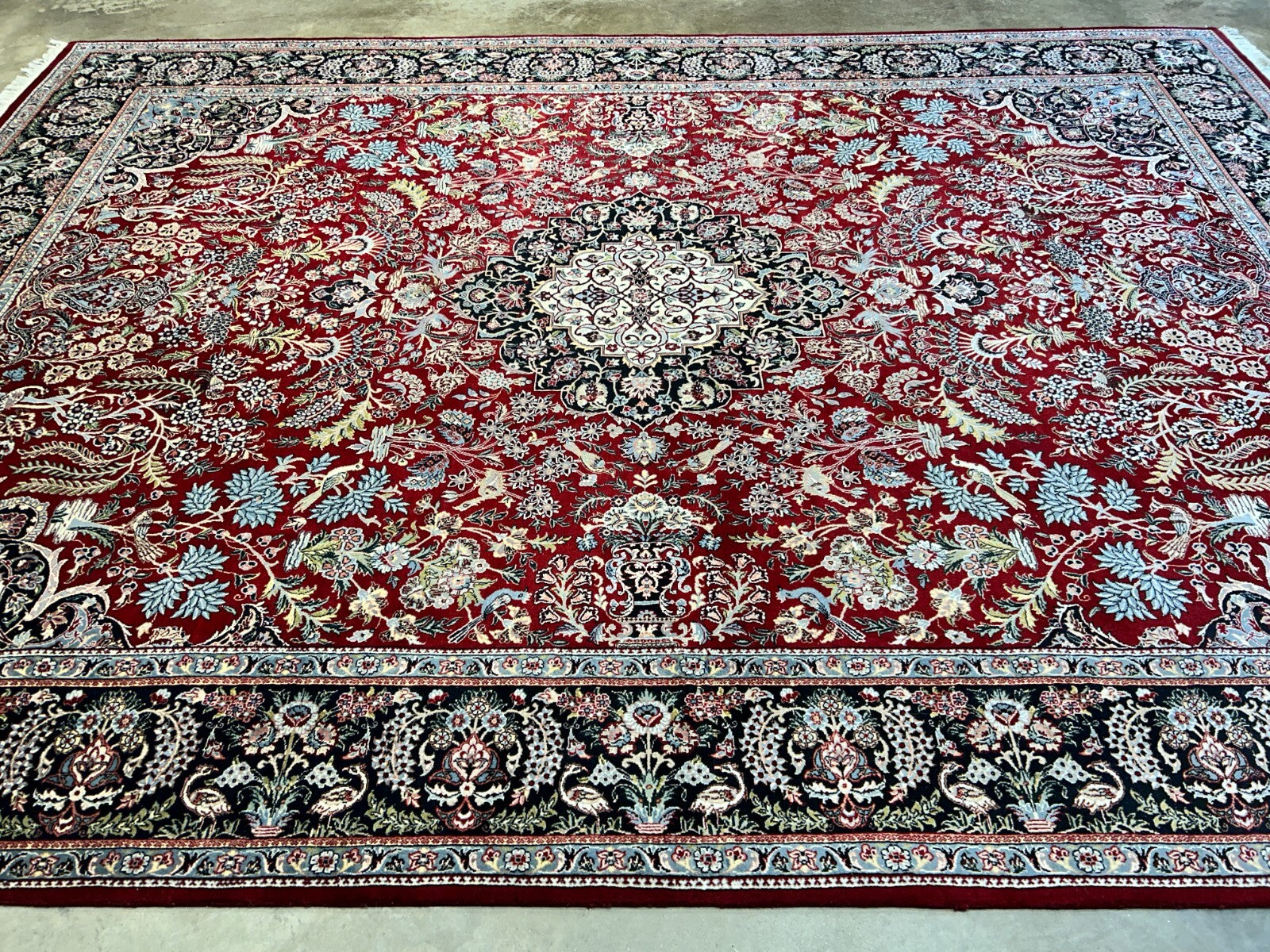 9'1"x12'4" Hand-Knotted 100% Wool Pile Oriental Rug