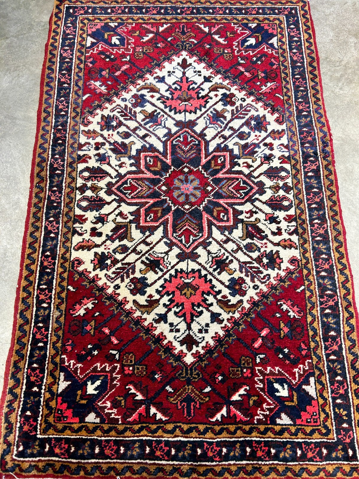3'1"x5' Hand-Knotted 100% Wool Pile Herize Rug