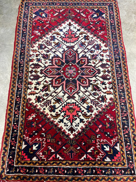 3'1"x5' Hand-Knotted 100% Wool Pile Herize Rug