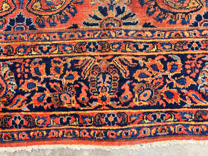 9'3"x12'7" Antique Fine Lamb Wool Sarouke Rug Hand-knotted Carpet