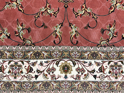 6'8"x10'4" Fine Hand-Knotted Wool & Silk Tabrize Rug - Area Carpet