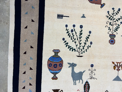 6'6"x9'1" Hand-Knotted 100% Wool Pile Gabeh Carpet - Area Rug