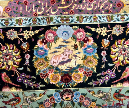 Collector Item - 10'9"x14'8" Hand-Knotted Wool & Silk Tabrize Area Rug