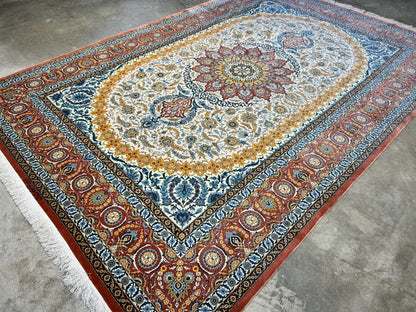 7'3"x10'7" Exquisite Extra-Fine Hand-Knotted 100% Silk Qume Carpet - Area Rug