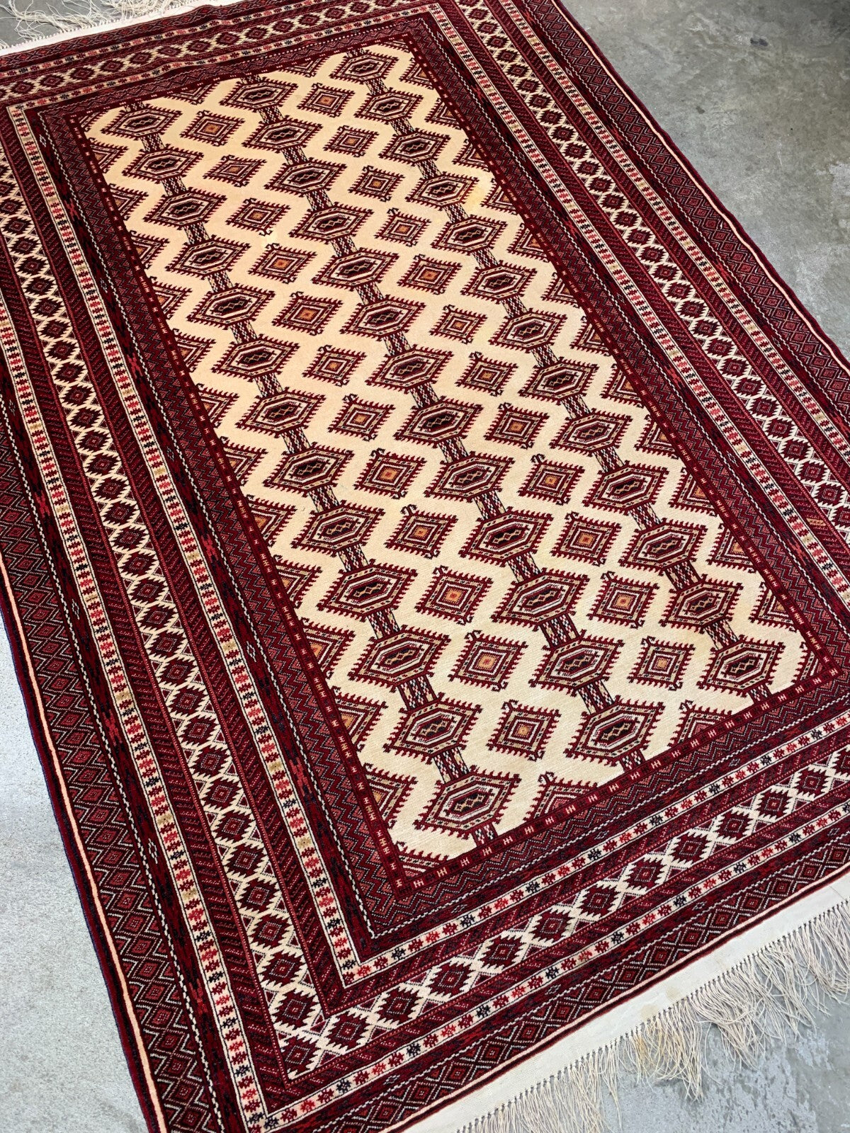 4'5" x 6'0" Hand-Knotted 100% Wool Pile Turkomane Area Rug - Handmade Carpet