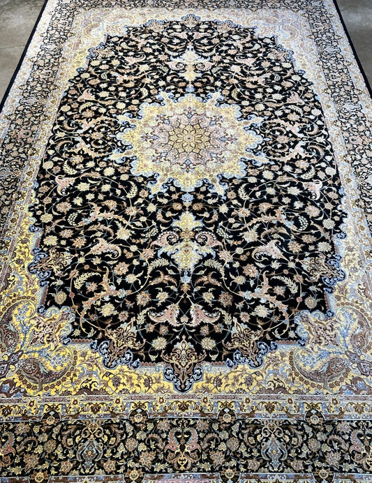 6'6"x10' Exquisite Hand-Knotted 100% Silk Qume Rug