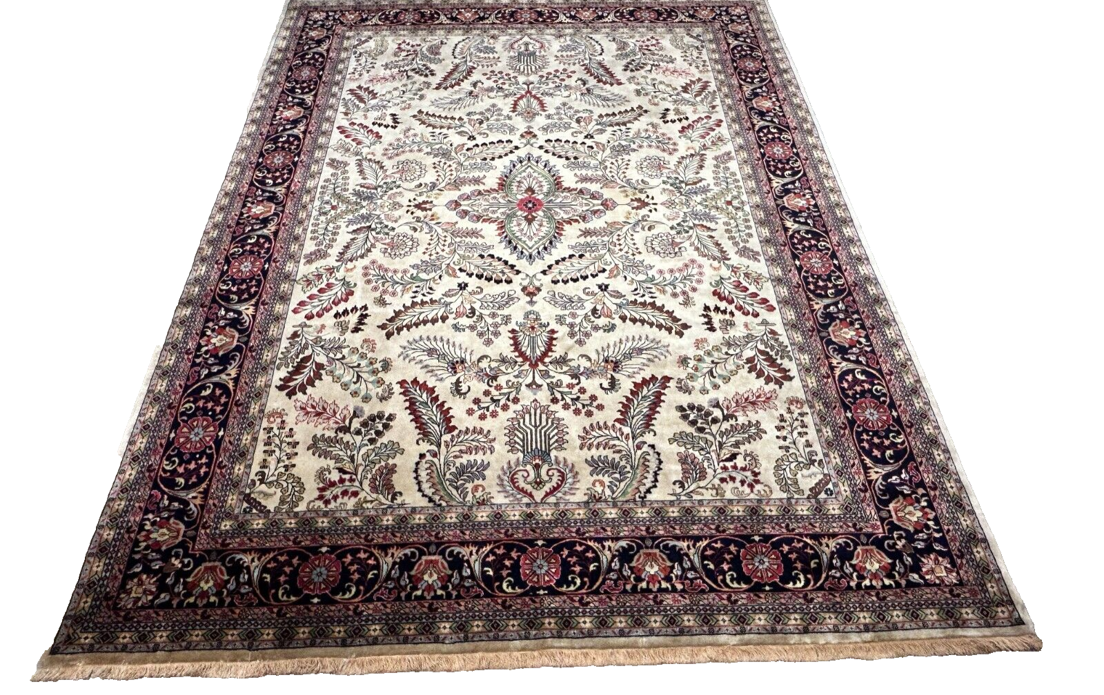 9'x12' Hand-Knotted 100% Lamb Wool Pile Sarouk Carpet - Area Rug