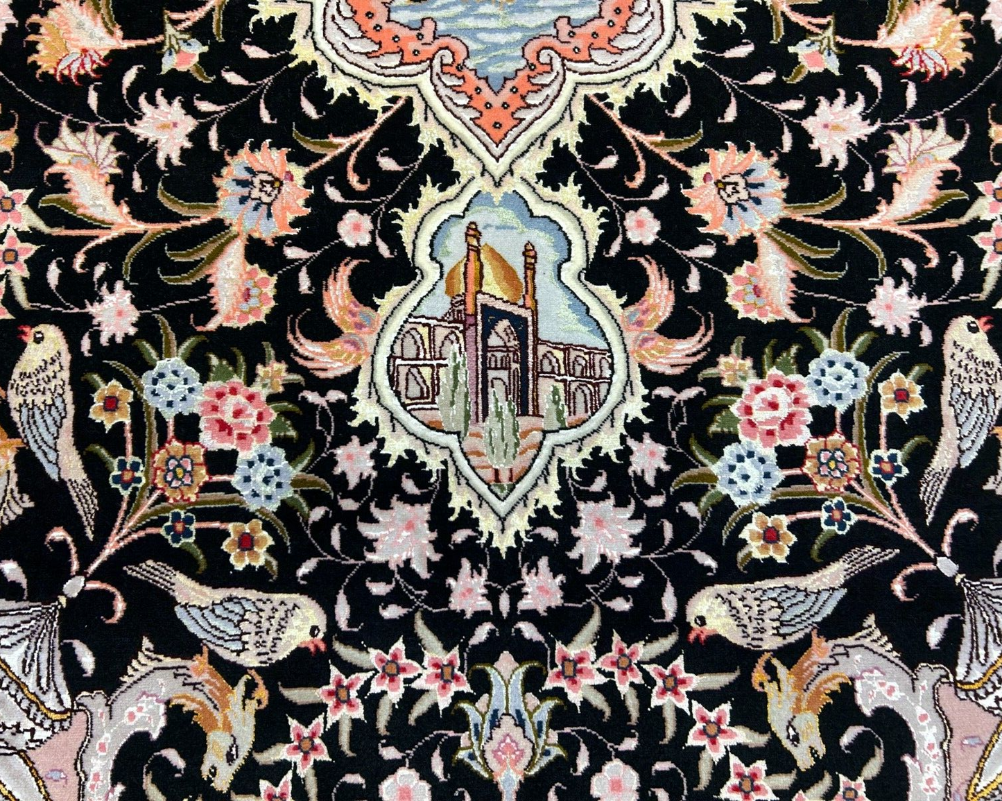 6'8"x10'3" Very-Fine Hand-Knotted Wool & Silk Blend Tabrize Carpet - Area Rug