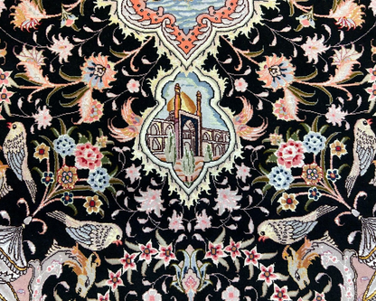 6'8"x10'3" Very-Fine Hand-Knotted Wool & Silk Blend Tabrize Carpet - Area Rug