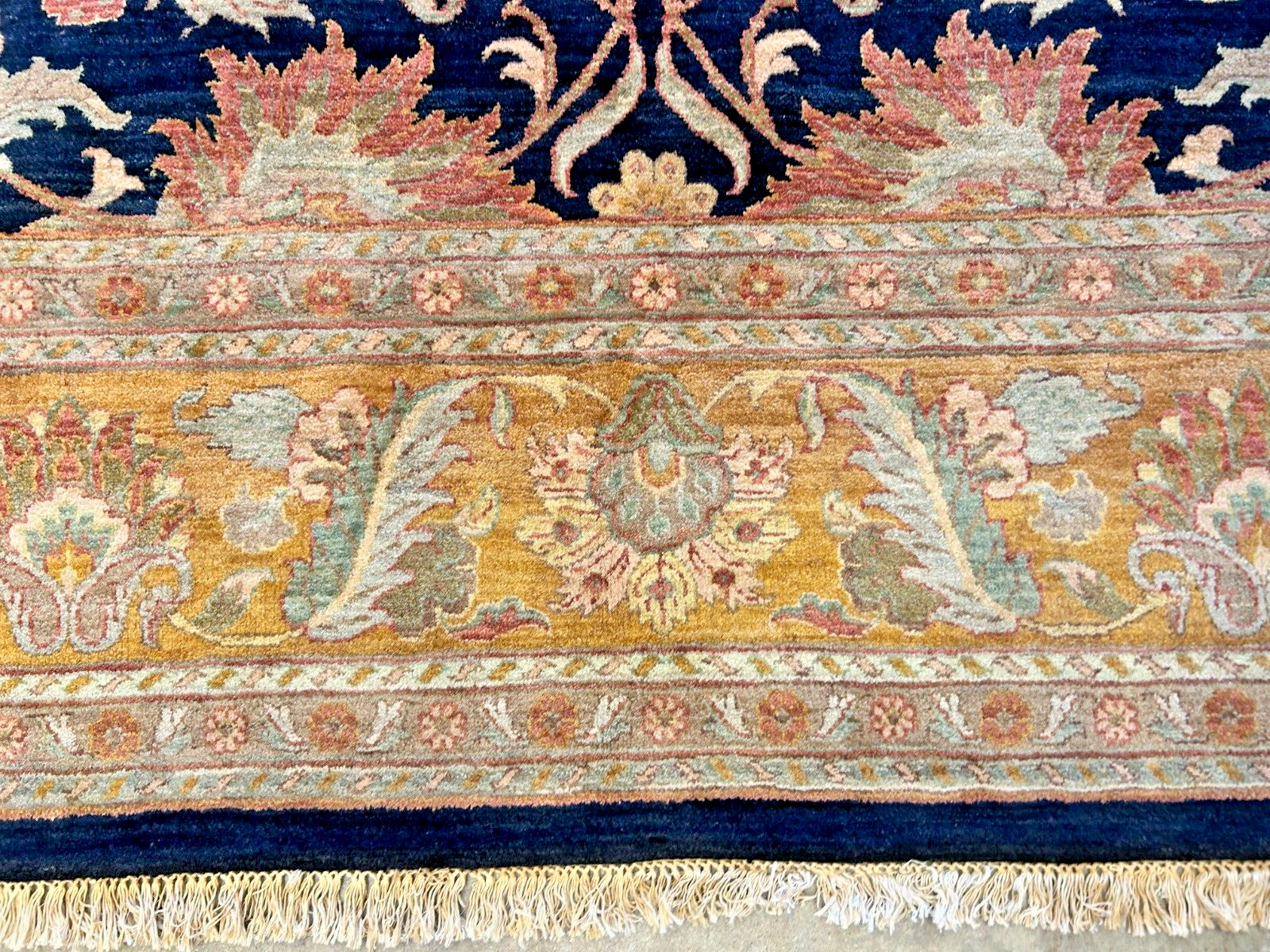 9' x 12' Hand-Knotted 100% Wool Carpet - Indian Agra Area Rug