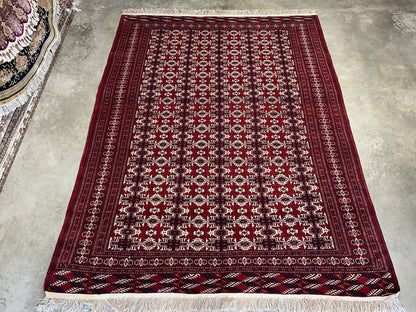 7’7”x10’ Hand-Knotted 100% Wool Pile Bokhara Area Rug - Carpet