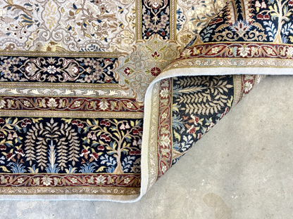 9'2"x12'4" Fine Hand-Knotted 100% Wool Pile Floral Carpet - Area Rug