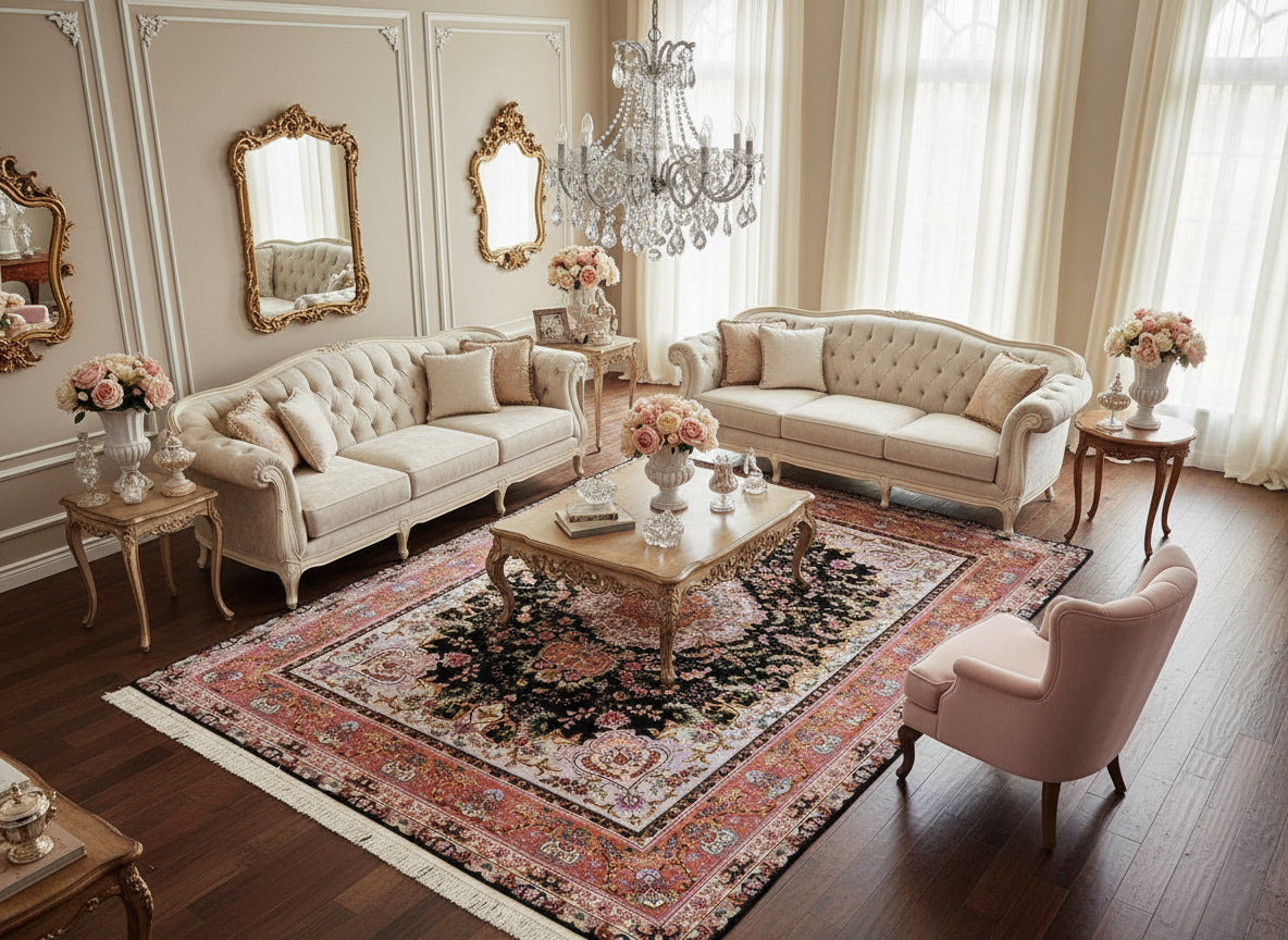 6'8"x10' Extra-Fine Hand-Knotted Wool & Silk Blend Tabrize Carpet - Area Rug