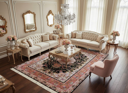 6'8"x10' Extra-Fine Hand-Knotted Wool & Silk Blend Tabrize Carpet - Area Rug