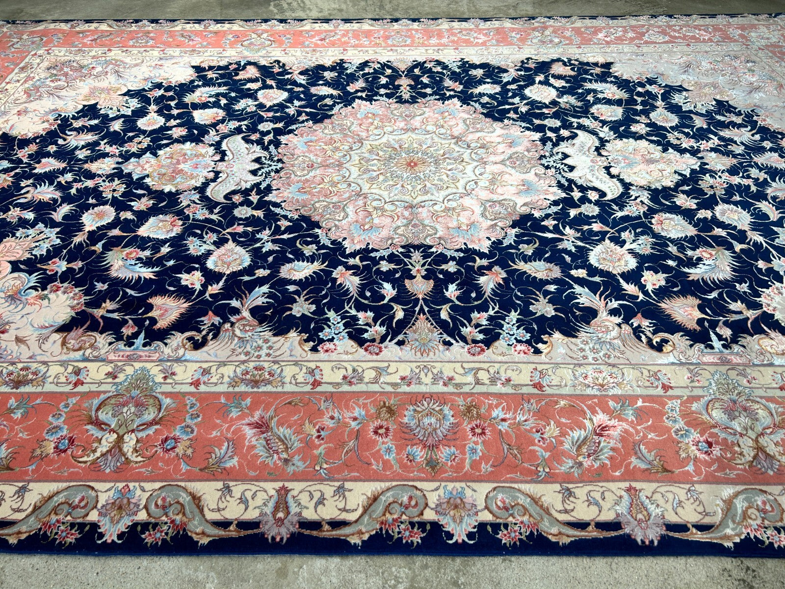 6'7"x10'2" Fine Hand-Knotted Wool & Silk Blend Tabrize Carpet - Area Rug