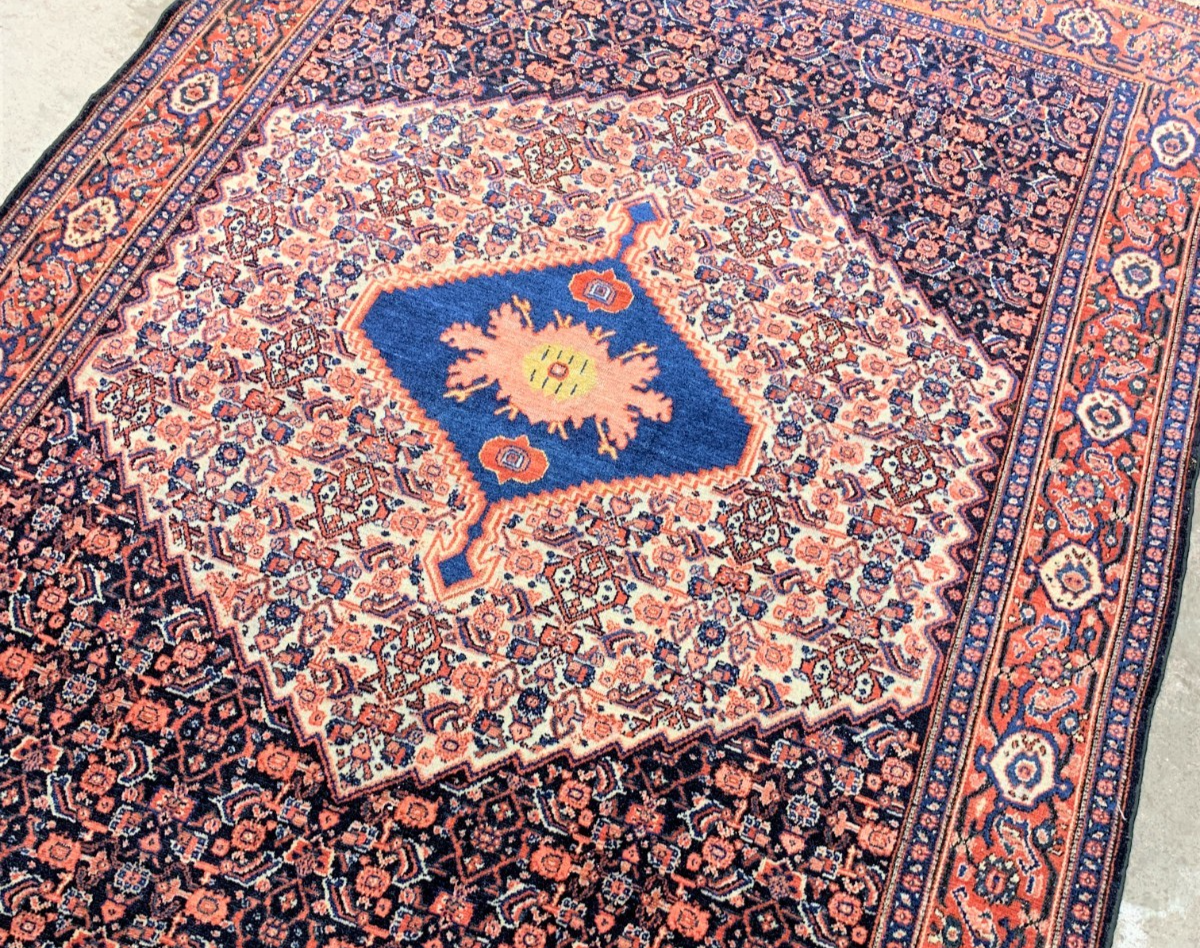 4'10"x7' Antique Pre-1900 Hand-knotted Geometric Kurdish Seneh Area Rug