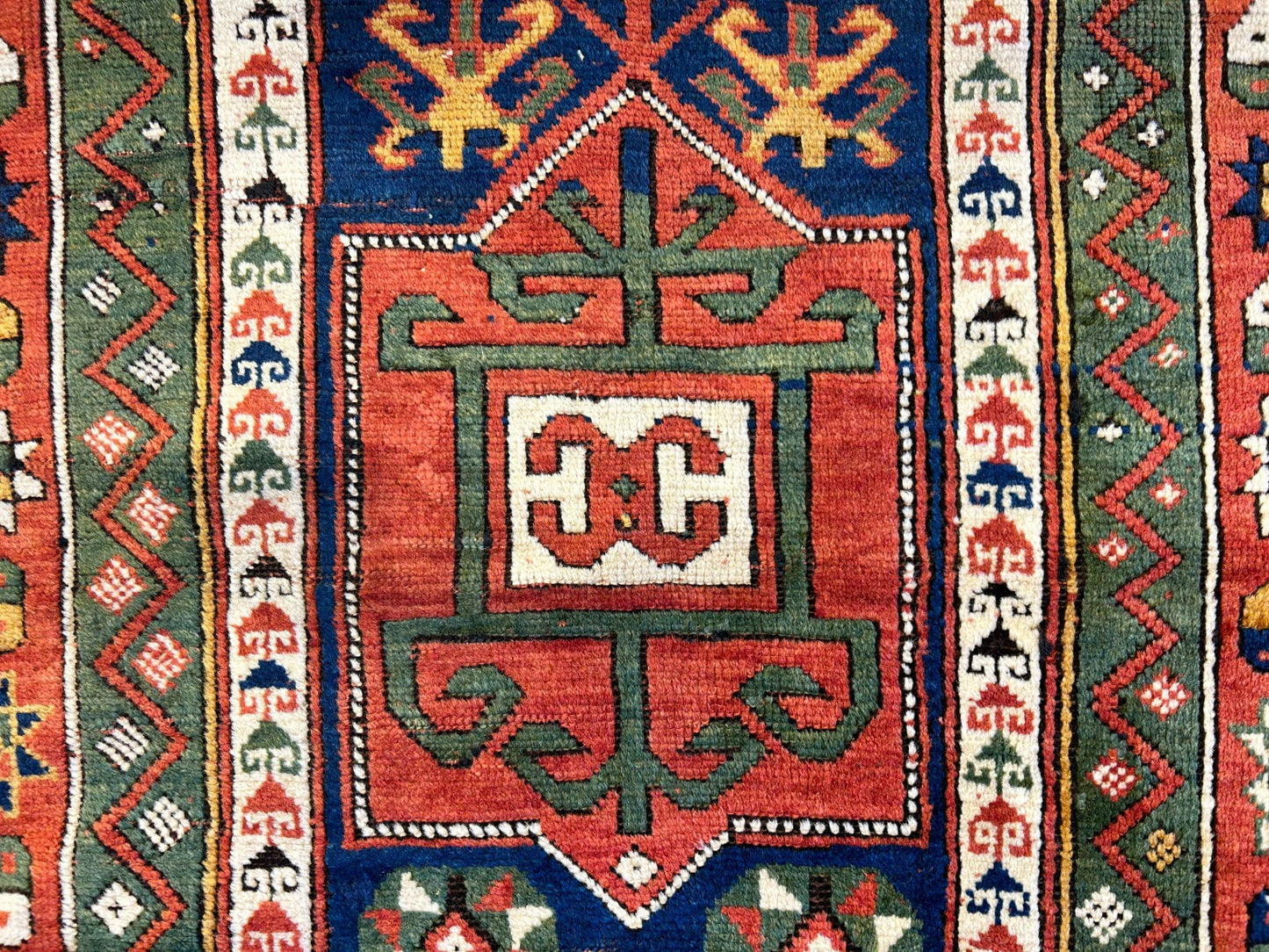 Collector Item -  3'4"x5'6" Antique Hand-Knotted 100% Wool Pile Kazak Rug