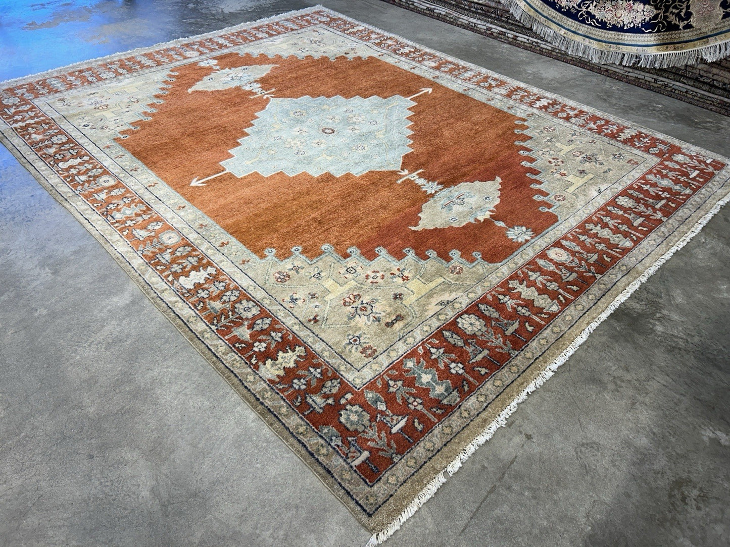 7’10”x9’11” Hand-Knotted 100% Wool Pile Indoserapi Area Rug - Carpet