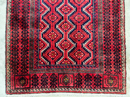 3'3"x6'2" Hand-Knotted 100% Wool Pile Persiane Balouchie Rug