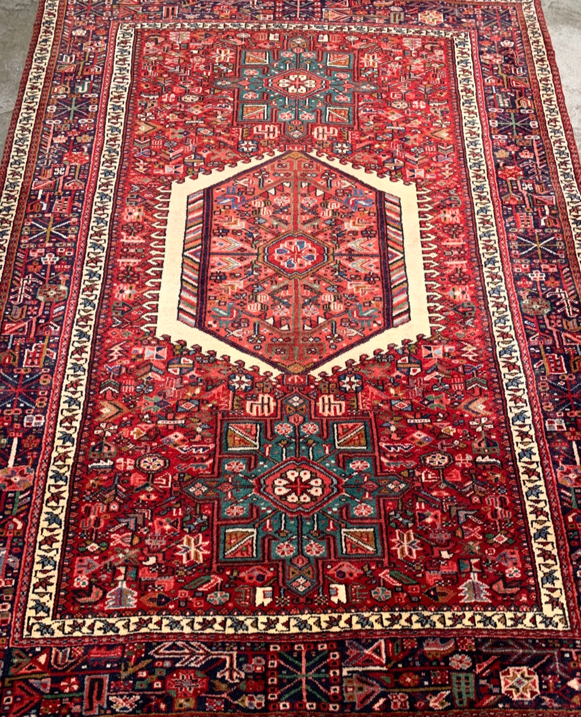 4'10"x6'4" Antique Hand-Knotted Karaja Geometric Area Rug Carpet