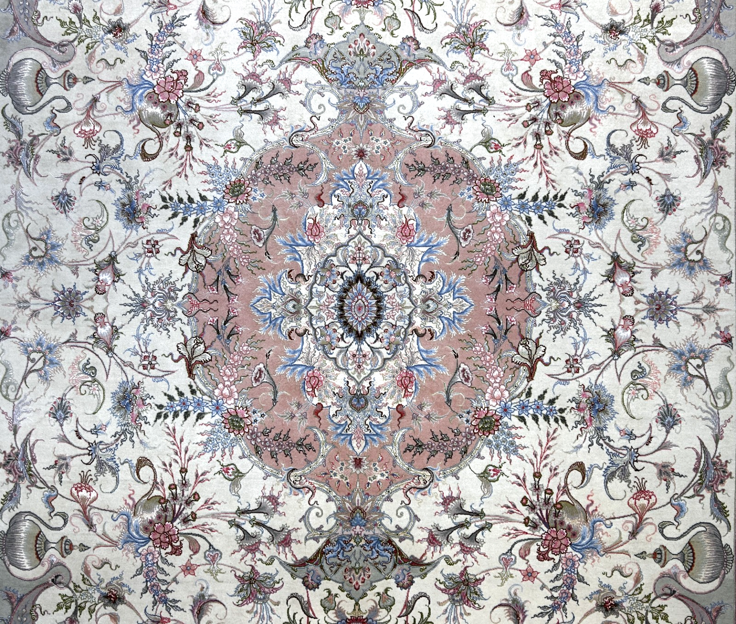 8'3"x11'7" Extremely Fine Hand-Knotted Wool & Silk Tabrize Area Rug - Signed
