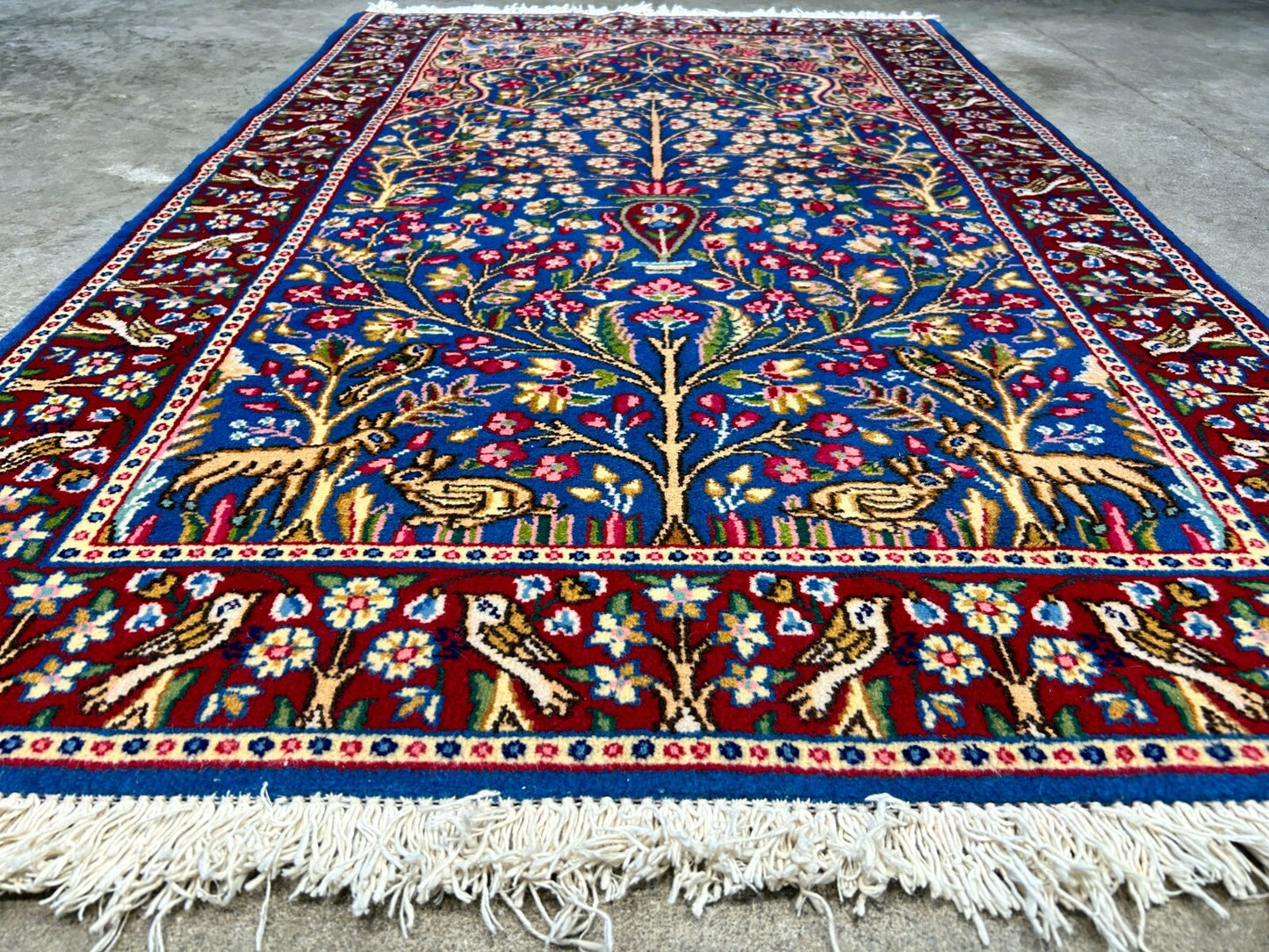 3'x4'9" Hand-Knotted 100% Wool Pile Tree of Life Carpet - Kermane Area Rug