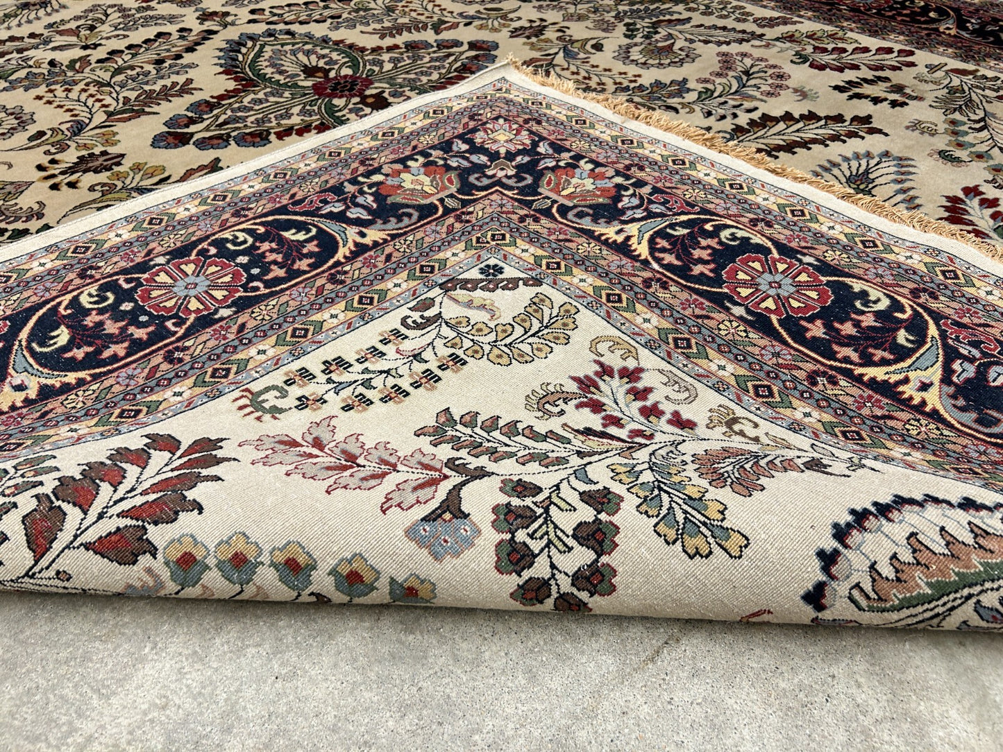 9'1"x12'1" Hand-Knotted 100% Lamb Wool Sarouke Design Carpet - Area Rug