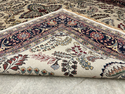 9'1"x12'1" Hand-Knotted 100% Lamb Wool Sarouke Design Carpet - Area Rug