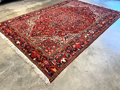 7'9"x11'4" Hand-Knotted 100% Wool Pile Herize Rug